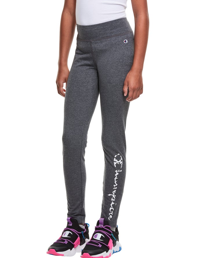 Champion Girls Leggings NZ - Leopard Print Dark Grey ( 9083-QGKFI )